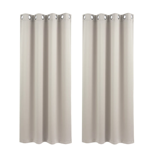 Artiss Blockout Curtains 2X 132x160cm Thermal Insulated Eyelet Drapes Beige
