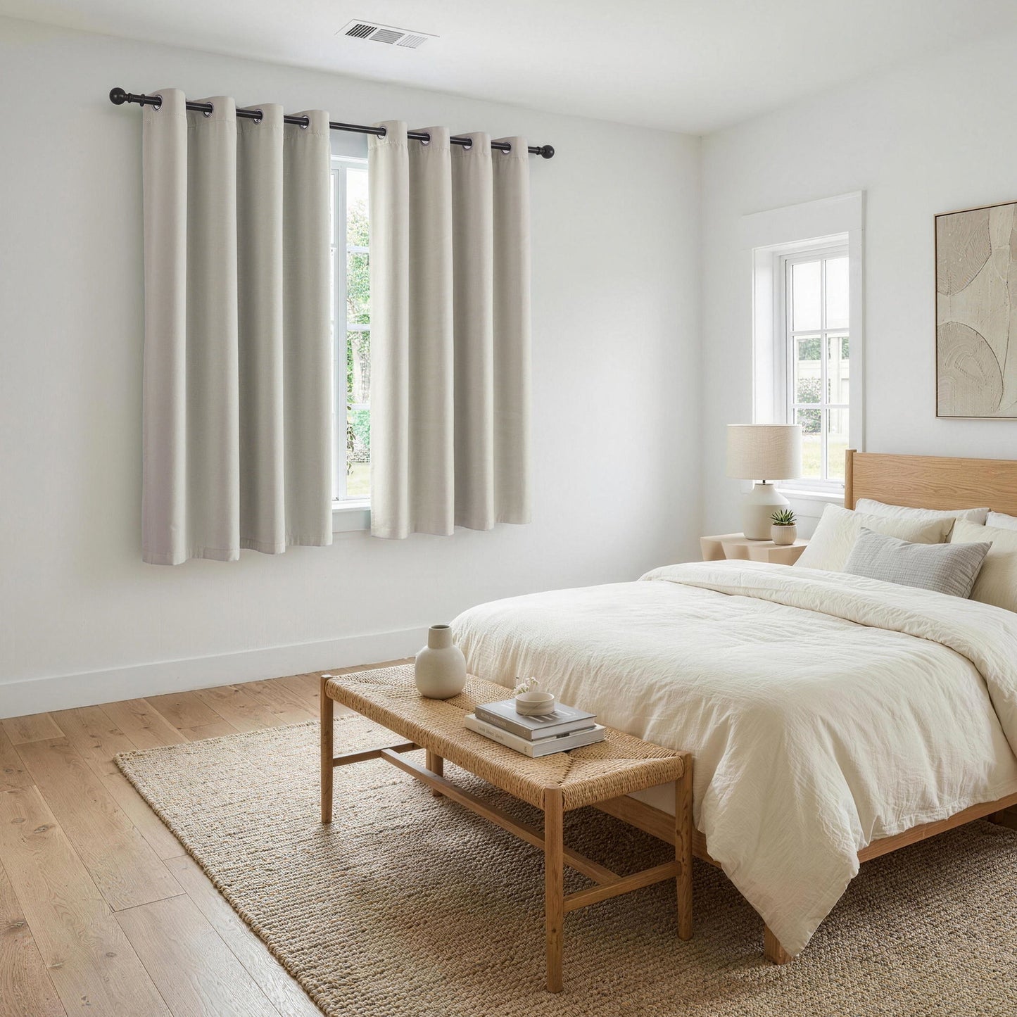 Artiss Blockout Curtains 2X 132x160cm Thermal Insulated Eyelet Drapes Beige