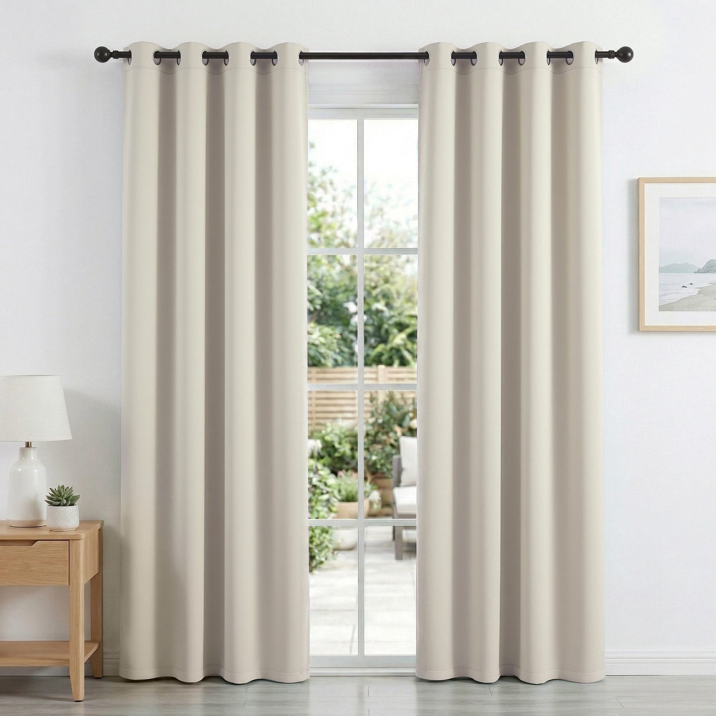 Artiss Blockout Curtains 2X 132x213cm Thermal Insulated Eyelet Drapes Beige