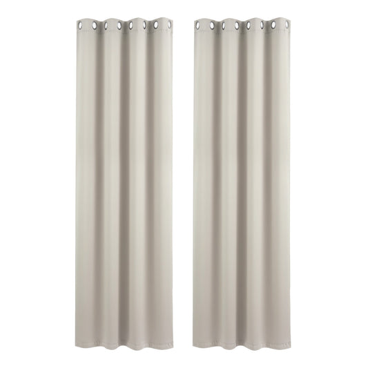 Artiss Blockout Curtains 2X 132x213cm Thermal Insulated Eyelet Drapes Beige
