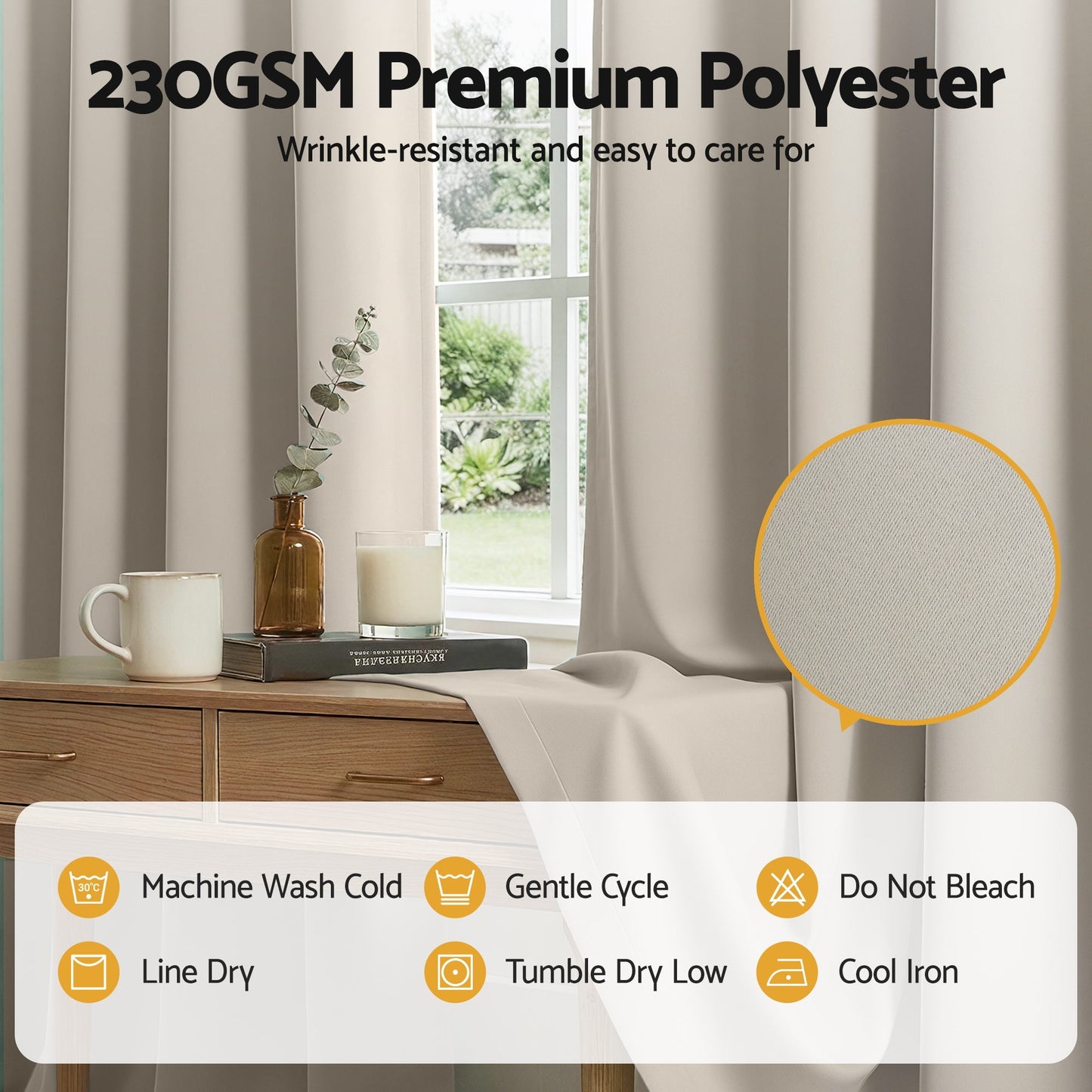 Artiss Blockout Curtains 2X 132x213cm Thermal Insulated Eyelet Drapes Beige