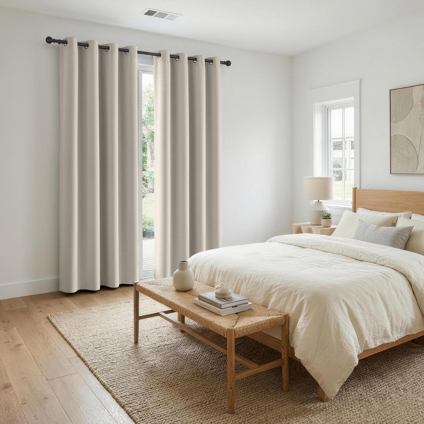 Artiss Blockout Curtains 2X 132x213cm Thermal Insulated Eyelet Drapes Beige