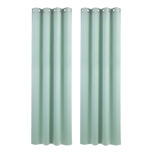Artiss Blockout Curtains 2X 132x213cm Thermal Insulated Eyelet Drapes Green