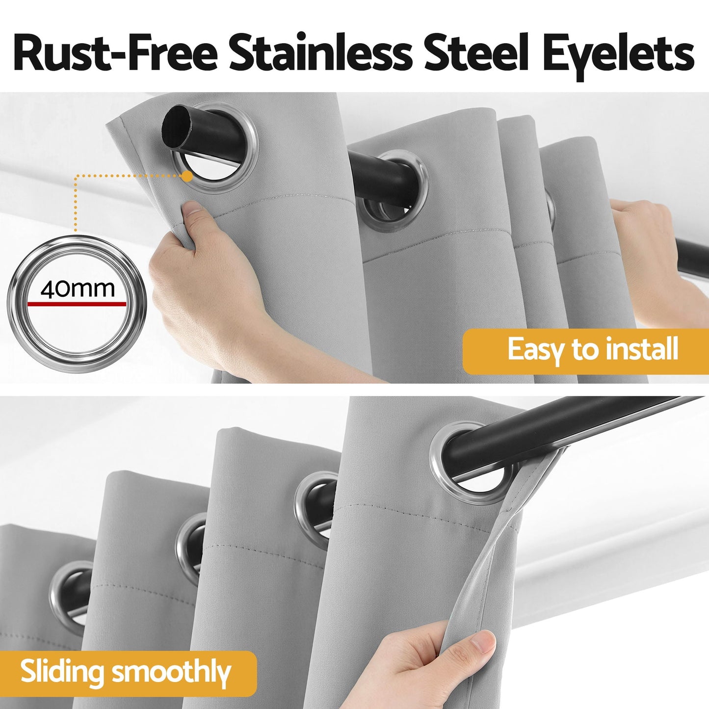 Artiss Blockout Curtains 2X 132x213cm Thermal Insulated Eyelet Drapes Grey