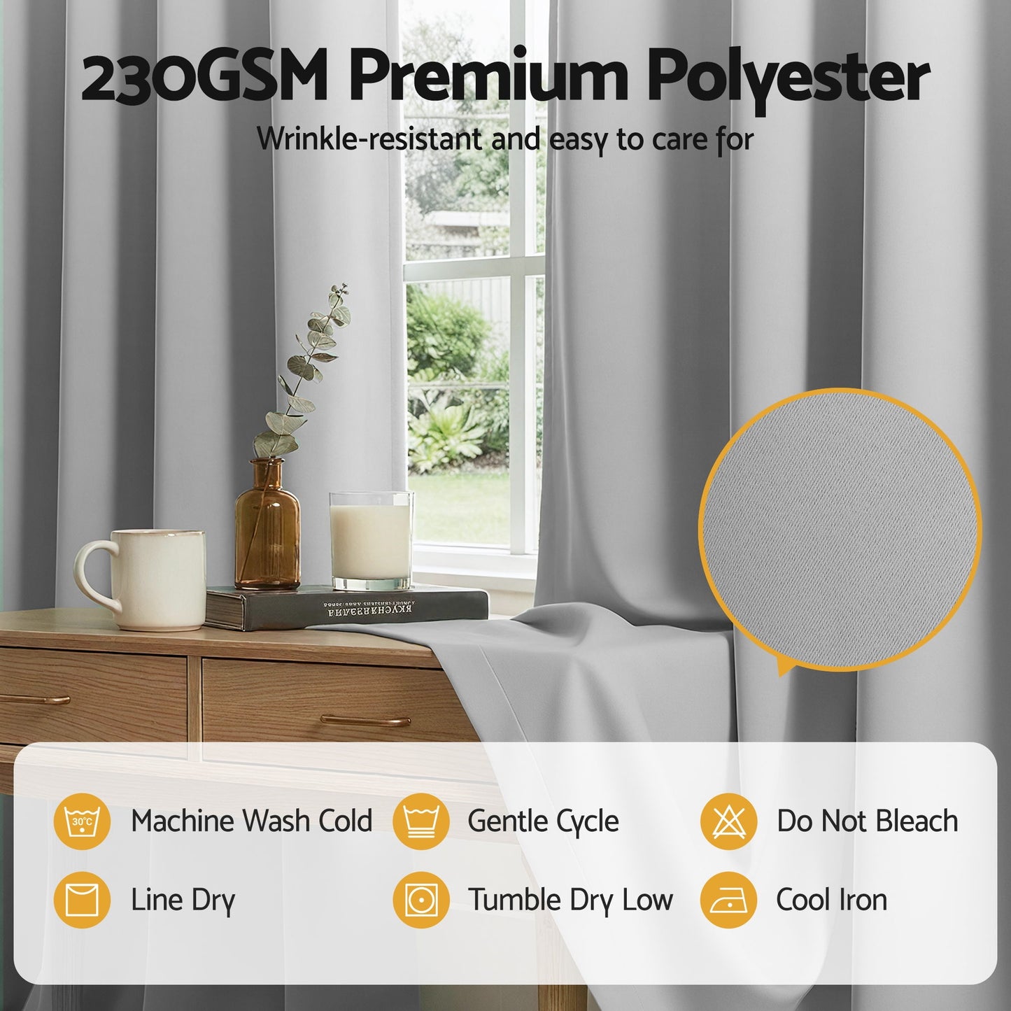 Artiss Blockout Curtains 2X 132x213cm Thermal Insulated Eyelet Drapes Grey