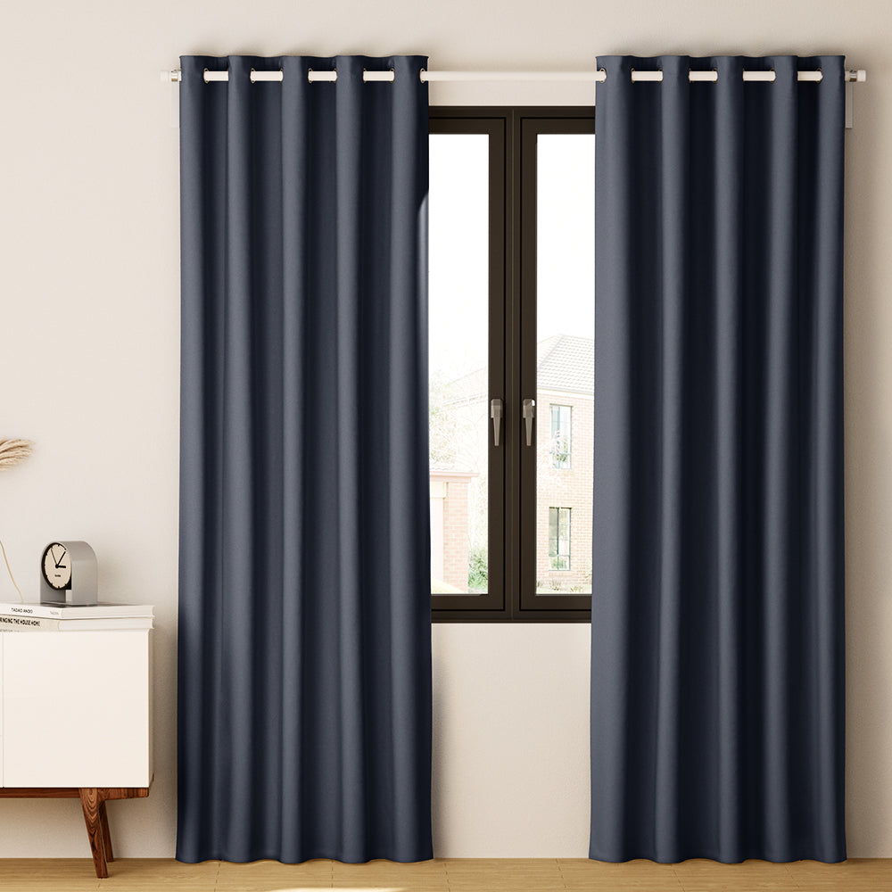 Artiss 2X Blockout Curtains Eyelet 140x230cm Charcoal-7