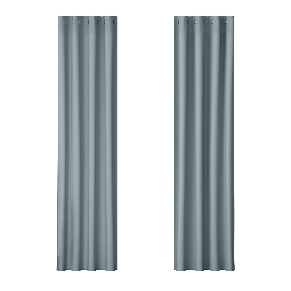 Artiss 2X Blockout Curtains Eyelet 140x230cm Grey-0