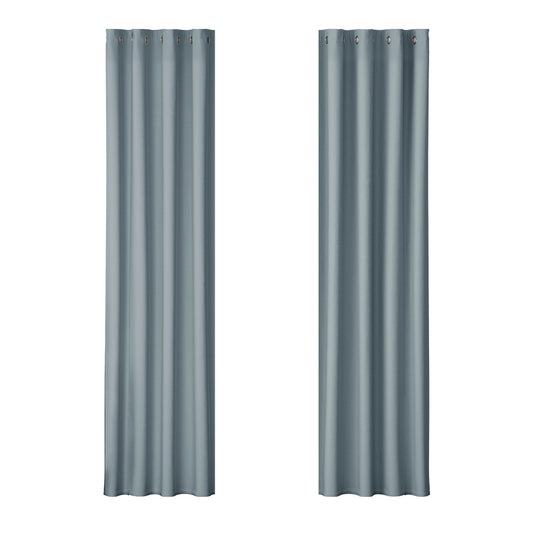 Artiss 2X Blockout Curtains Eyelet 140x230cm Grey-0