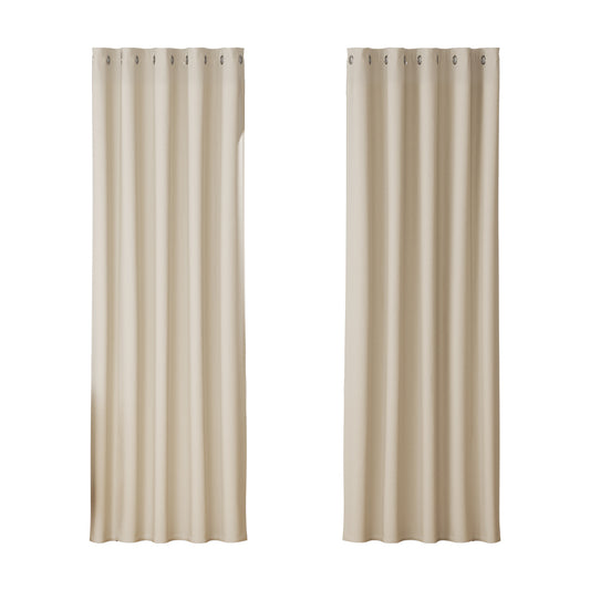 Artiss 2X Blockout Curtains Eyelet 180x213cm Beige-0