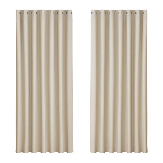 Artiss 2X Blockout Curtains Eyelet 240x230cm Beige-0