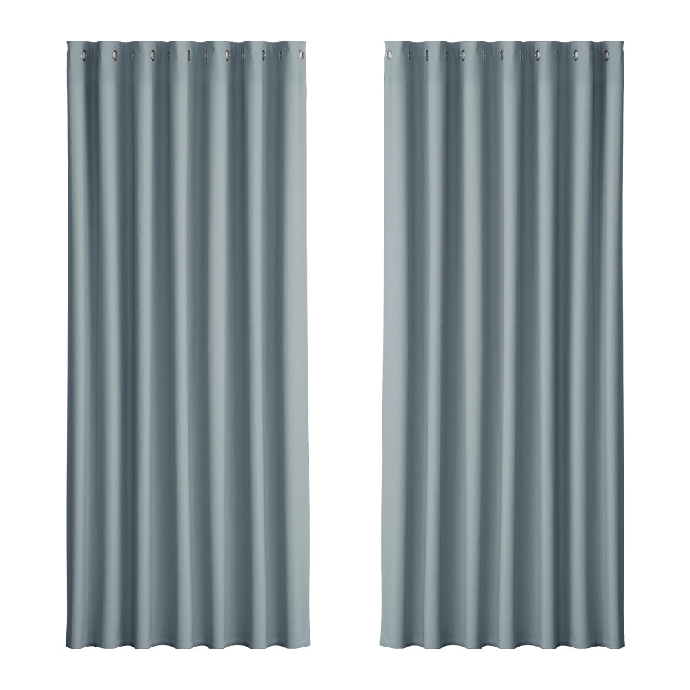 Artiss 2X Blockout Curtains Eyelet 240x230cm Grey-0