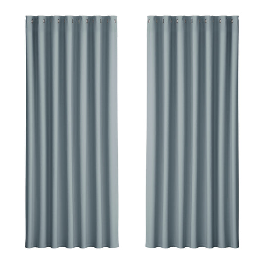 Artiss 2X Blockout Curtains Eyelet 240x230cm Grey-0