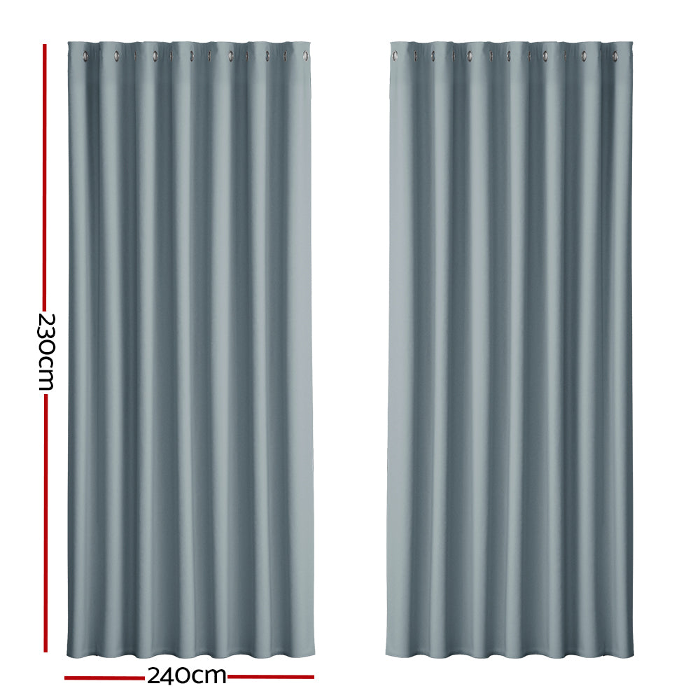 Artiss 2X Blockout Curtains Eyelet 240x230cm Grey-1