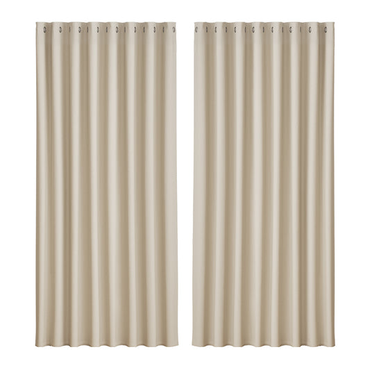 Artiss 2X Blockout Curtains Eyelet 300x230cm Beige-0