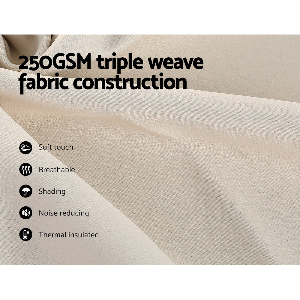 Artiss 2X Blockout Curtains Eyelet 300x230cm Beige-4