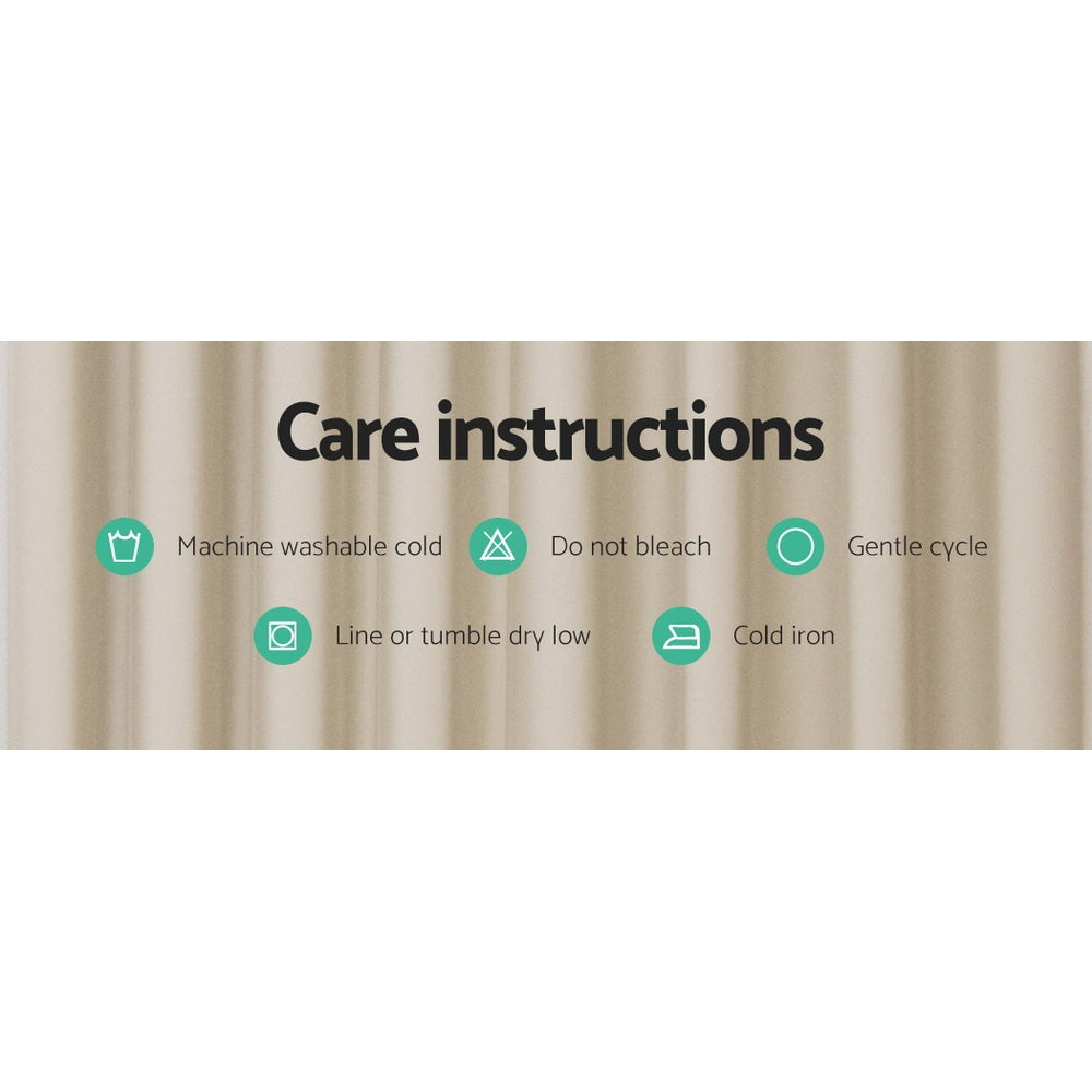 Artiss 2X Blockout Curtains Eyelet 300x230cm Beige-6