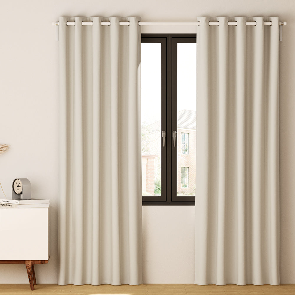 Artiss 2X Blockout Curtains Eyelet 300x230cm Beige-7