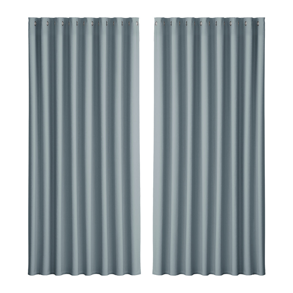 Artiss 2X Blockout Curtains Eyelet 300x230cm Grey-0