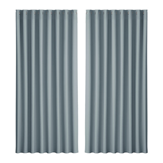 Artiss 2X Blockout Curtains Eyelet 300x230cm Grey-0