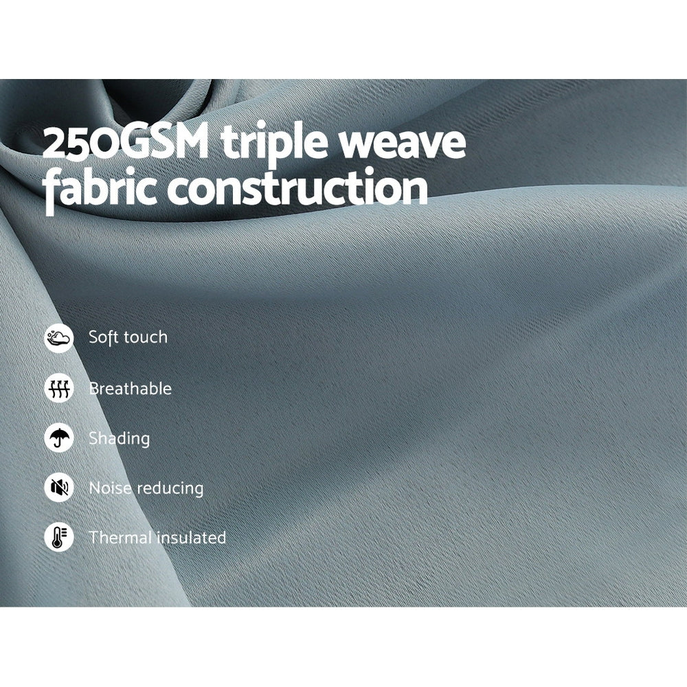 Artiss 2X Blockout Curtains Eyelet 300x230cm Grey-4