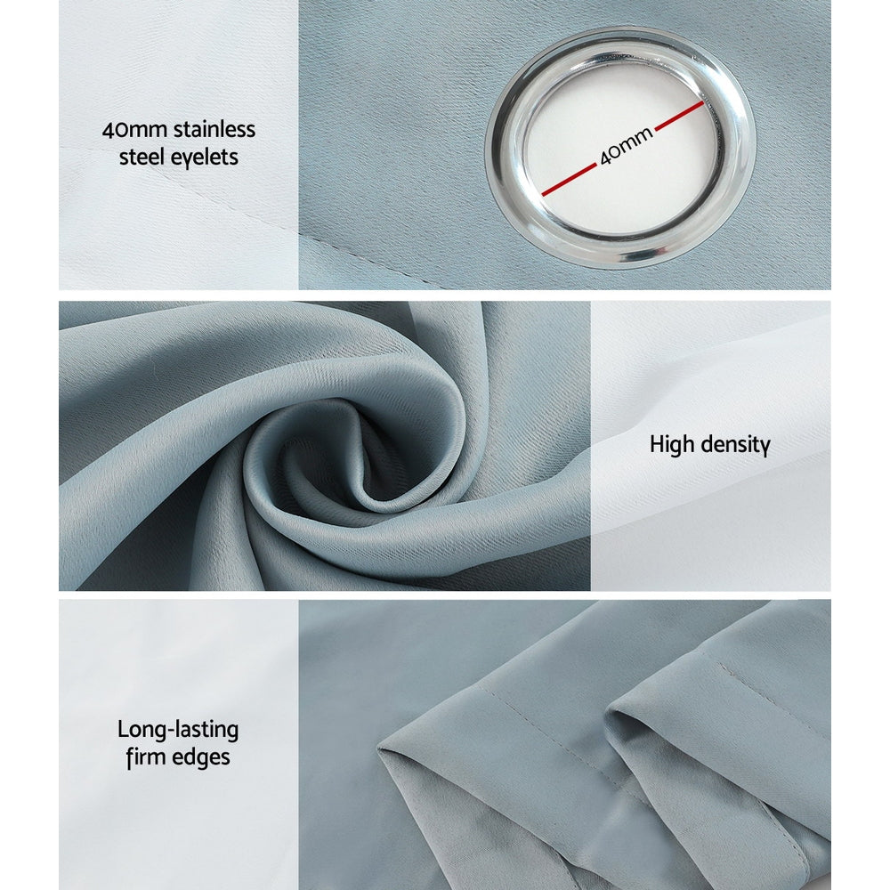 Artiss 2X Blockout Curtains Eyelet 300x230cm Grey-5