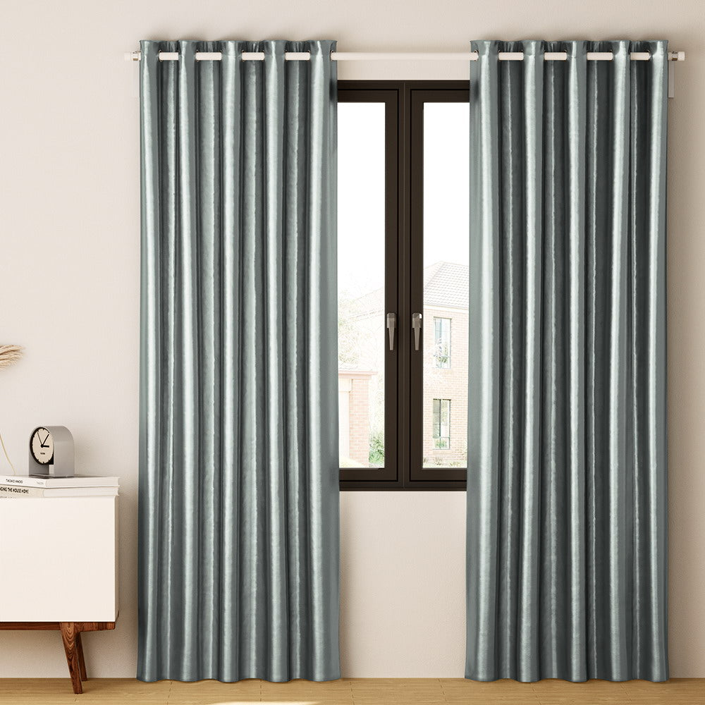 Artiss 2X Blockout Curtains Eyelet 140x230cm Grey Shine-7