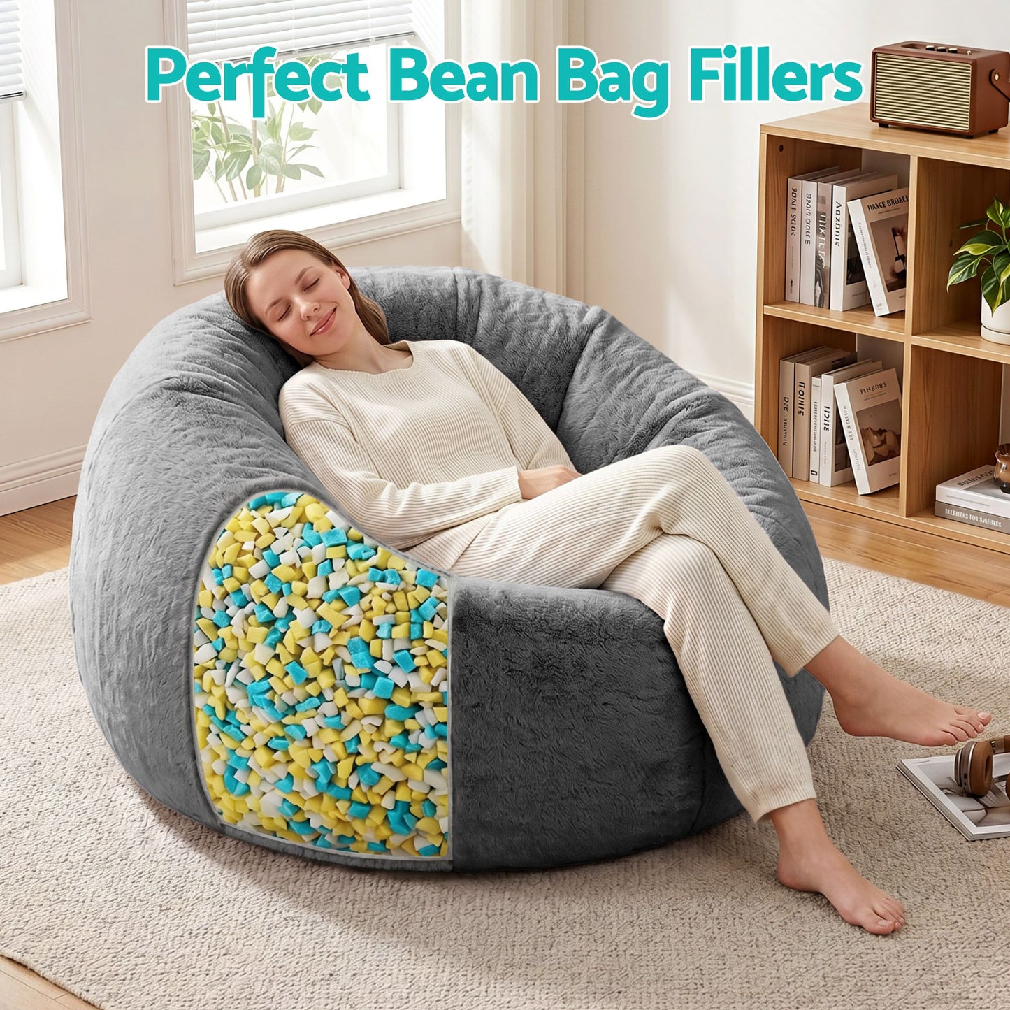 Artiss 20lbs (8.8KG) Bean Bag Filler Shredded Memory Foam Filling High Density Soft Pillow Stuffing for Bean Bag Chair, Couch Cushion, Dog Bed, Stuffed Animals and Arts Crafts