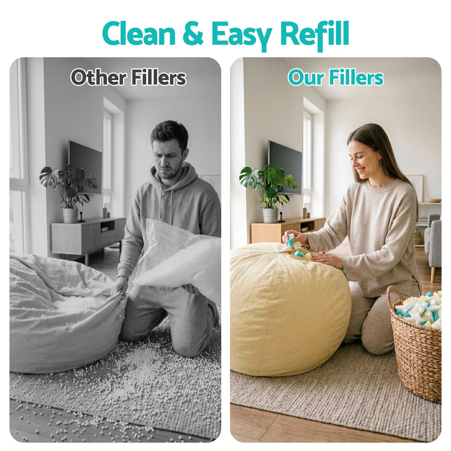 Artiss 20lbs (8.8KG) Bean Bag Filler Shredded Memory Foam Filling High Density Soft Pillow Stuffing for Bean Bag Chair, Couch Cushion, Dog Bed, Stuffed Animals and Arts Crafts