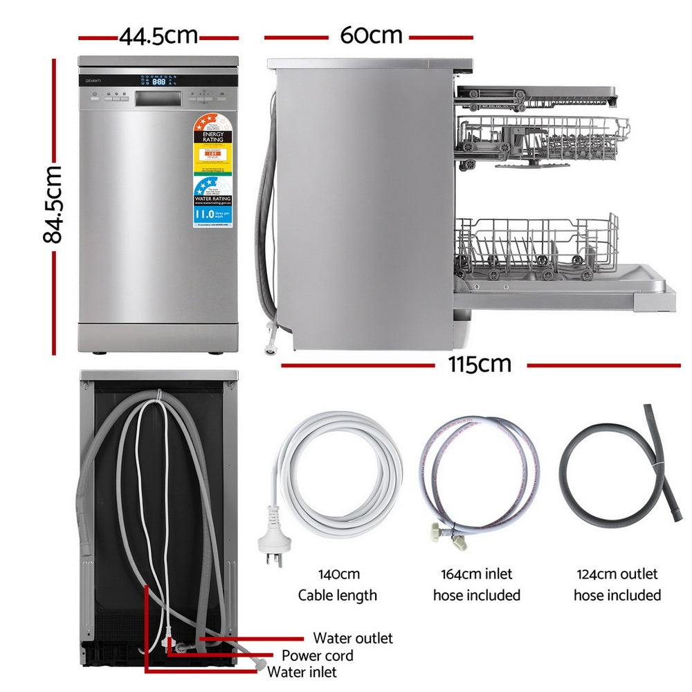Devanti 10 Place Settings Freestanding Dishwasher Silver-1
