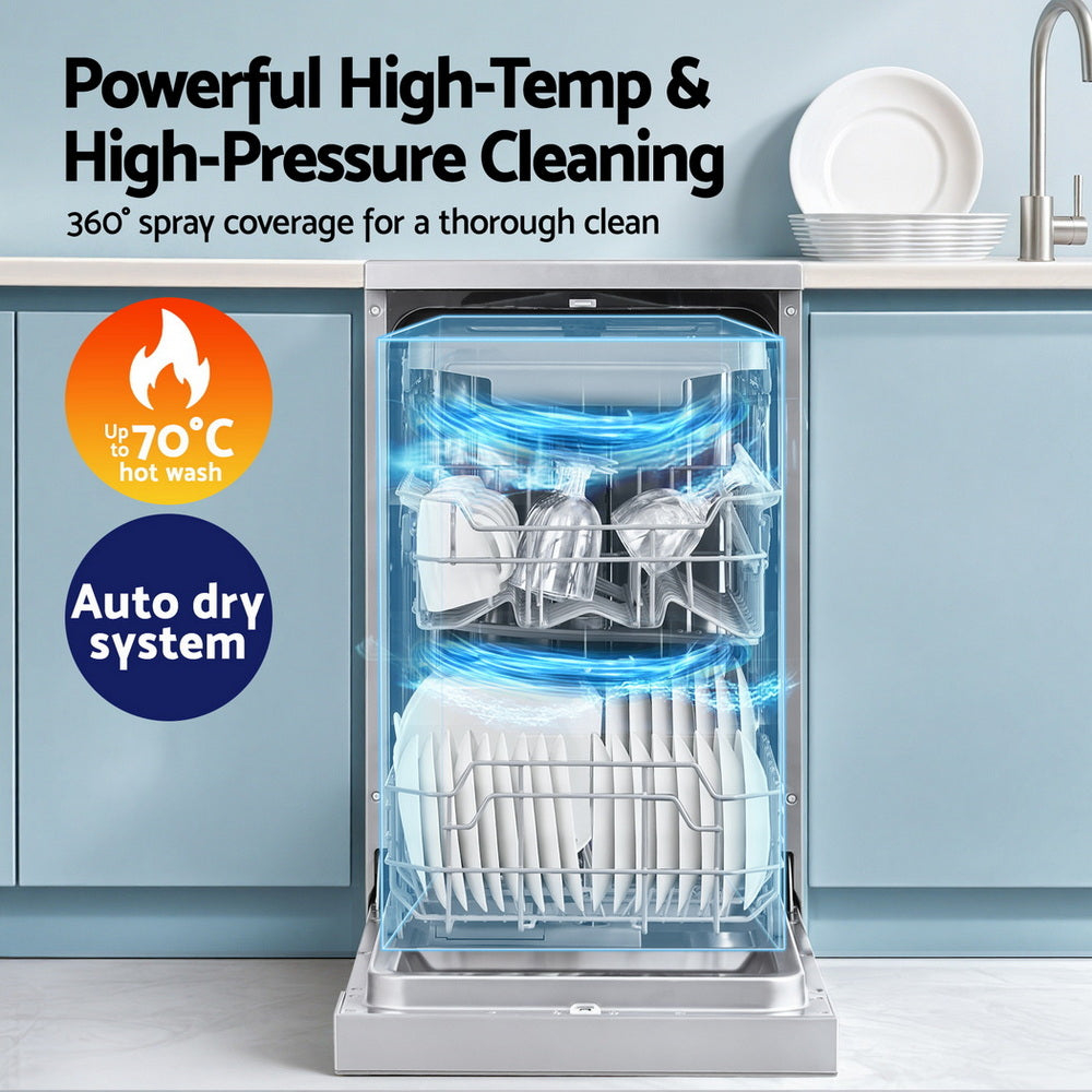 Devanti 10 Place Settings Freestanding Dishwasher Silver-5