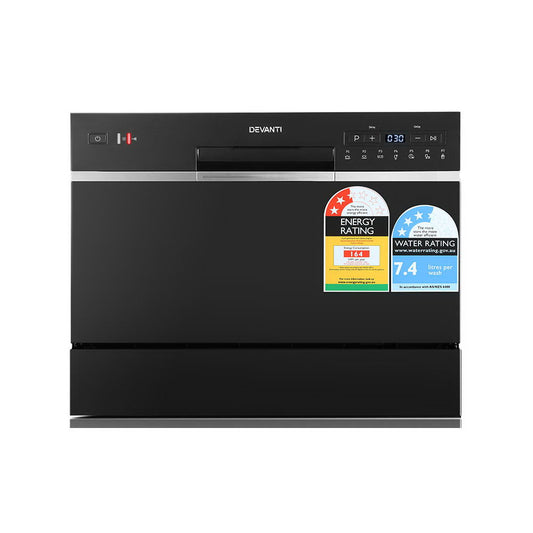 Devanti 6 Place Settings Benchtop Dishwasher Black-0