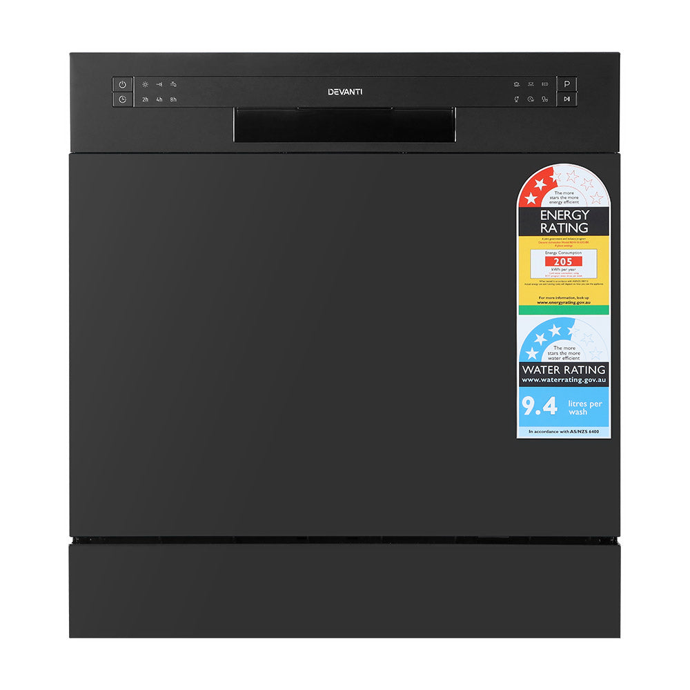 Devanti 8 Place Settings Benchtop Dishwasher Black-2