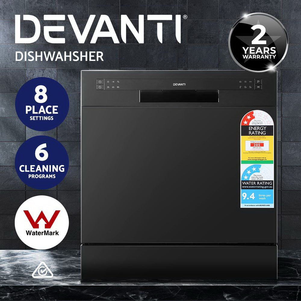 Devanti 8 Place Settings Benchtop Dishwasher Black-3