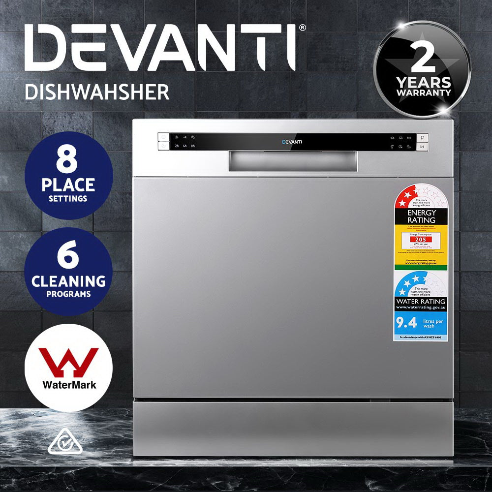 Devanti 8 Place Settings Benchtop Dishwasher Sliver-3