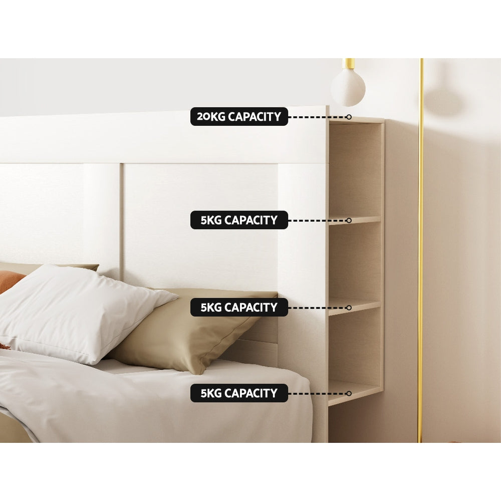 Artiss Bed Head Headboard King with Shelves - CABI White-4