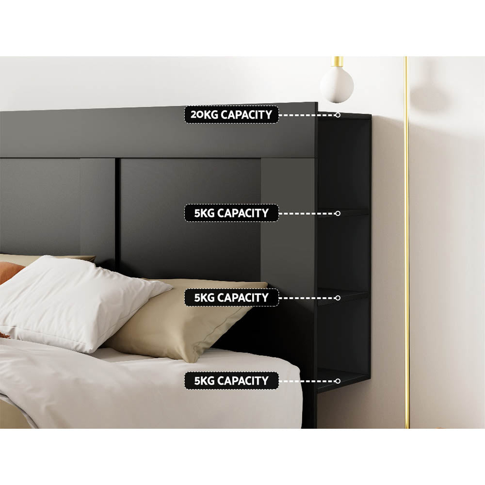 Artiss Bed Head Headboard Queen with Shelves - CABI Black-4