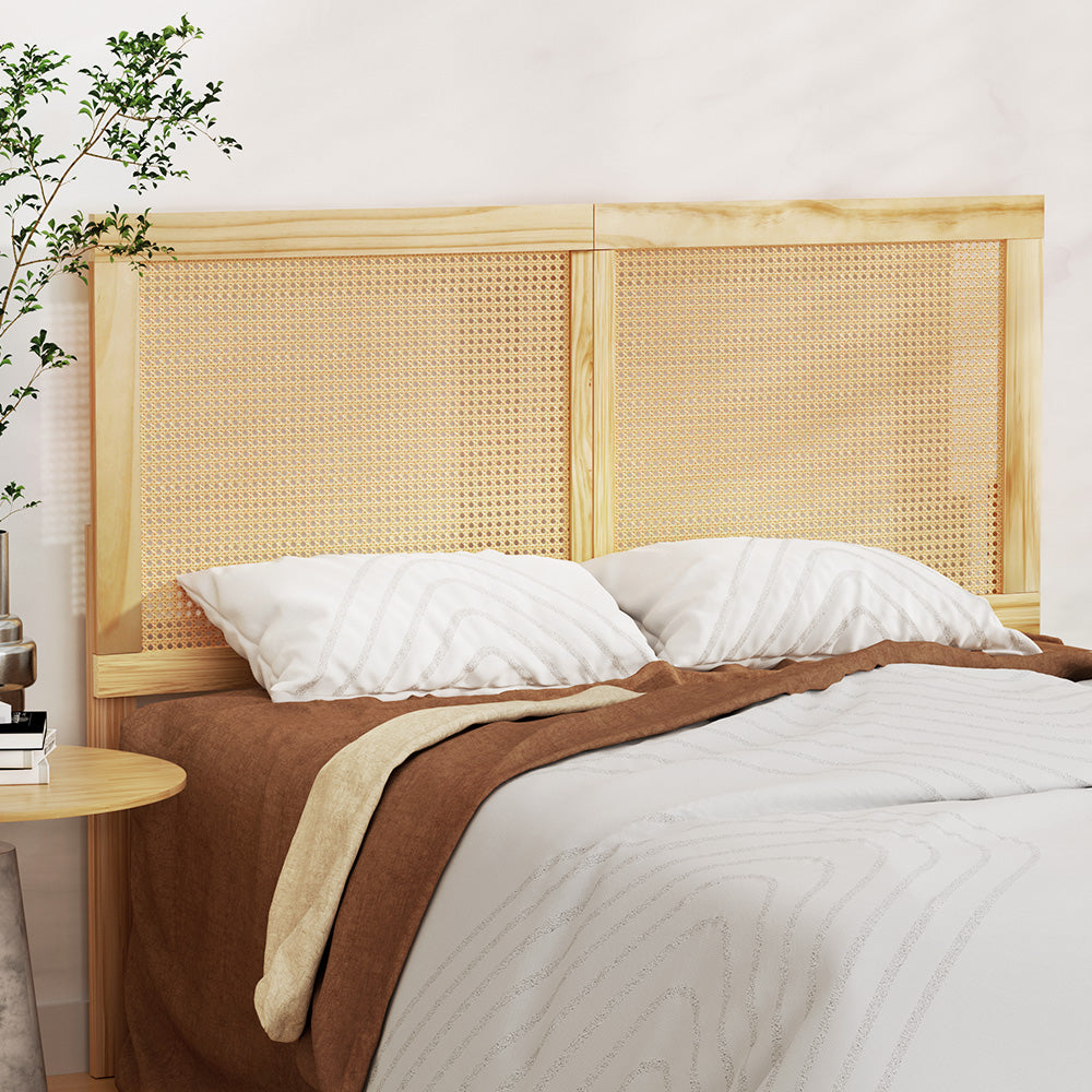 Artiss Bed Head Headboard Double Rattan - RIBO Pine-5