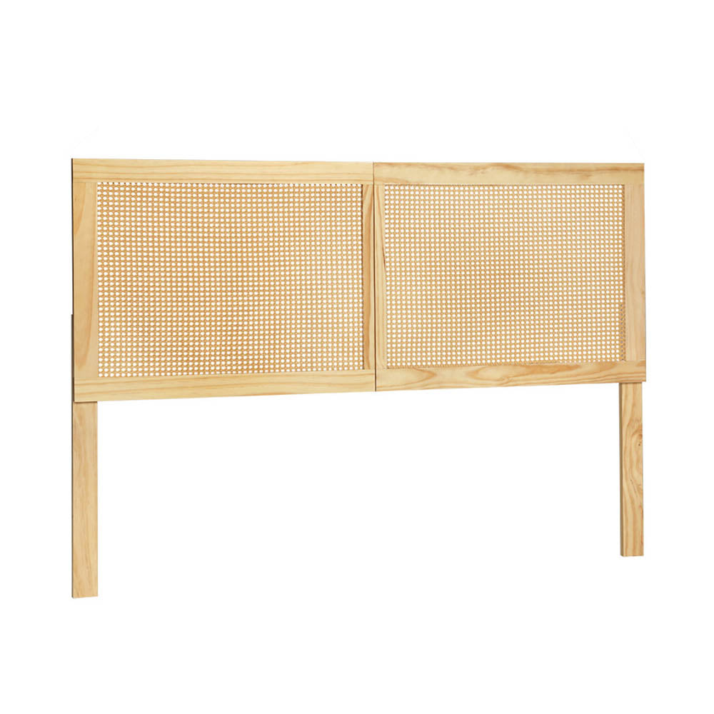 Artiss Bed Head Headboard Queen Rattan - RIBO Pine-0