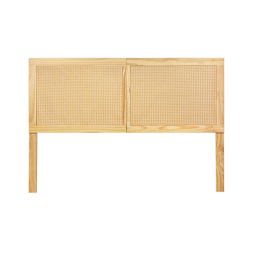 Artiss Bed Head Headboard Queen Rattan - RIBO Pine-2