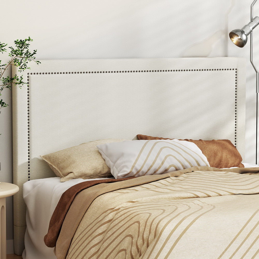 Artiss Bed Frame Bed Head Headboard Queen Fabric RIVE Beige Oz — free download