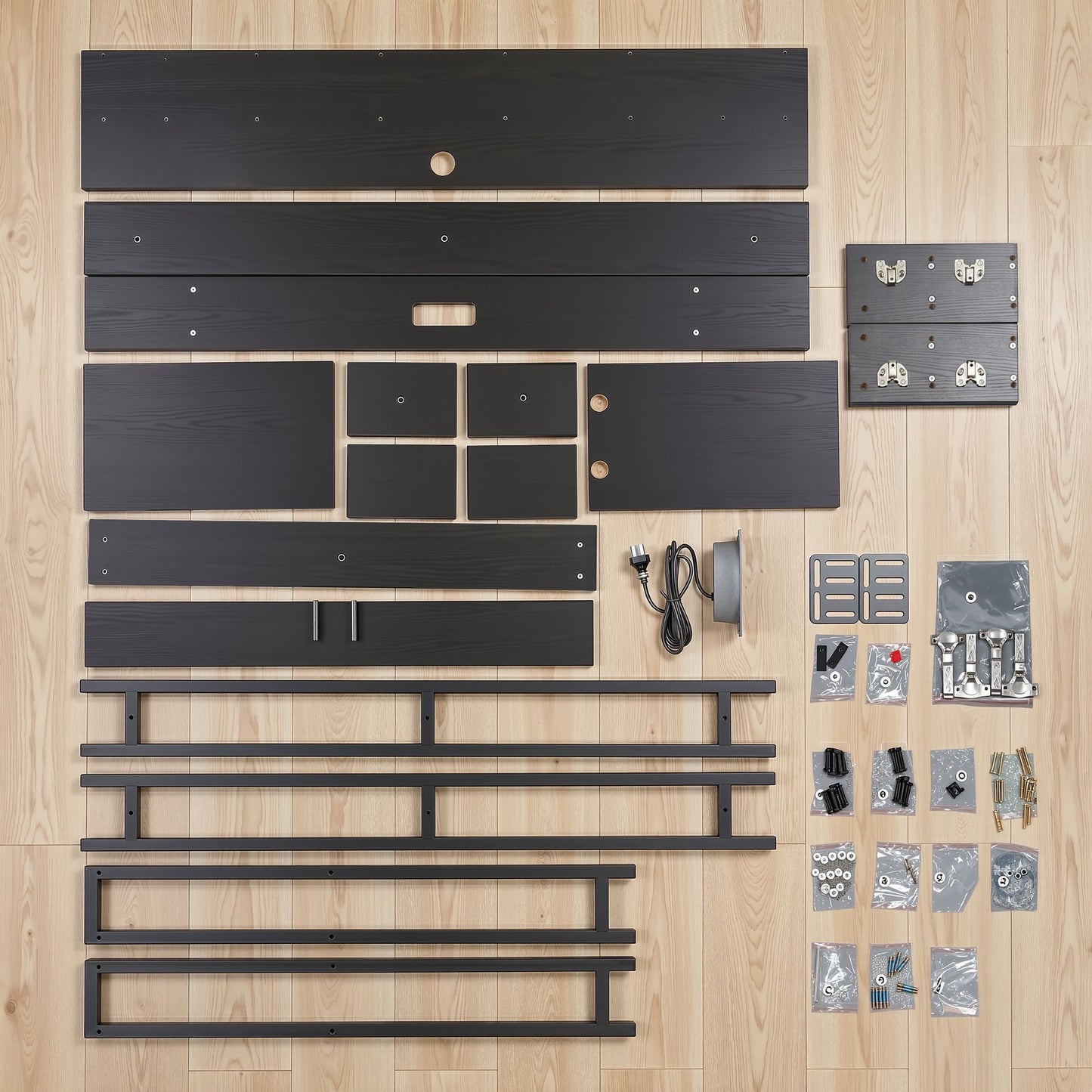 Artiss Bed Headboard Queen Storage Bedhead Charging Station Black