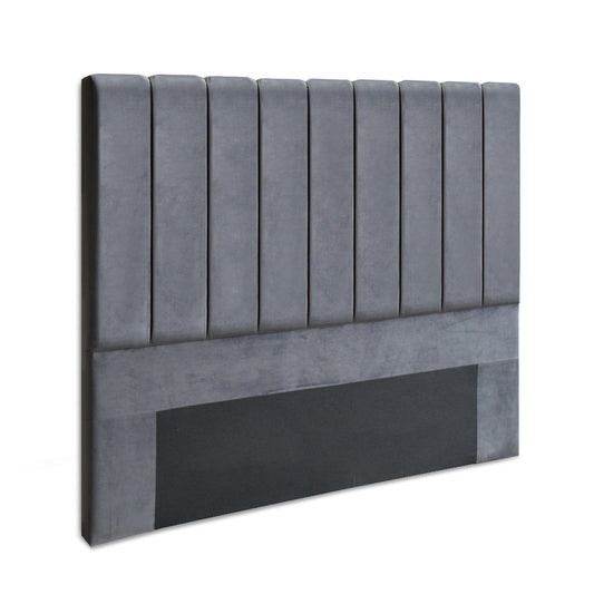 Artiss Bed Head Headboard Double Velvet - VELA Grey-0