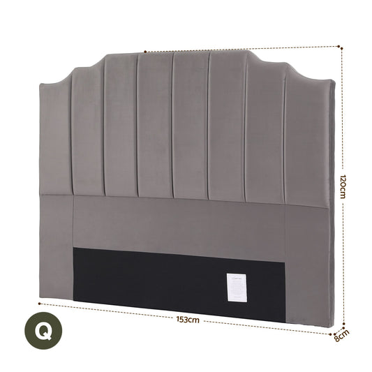 Artiss Bed Head Headboard Queen Velvet 153CM - Grey