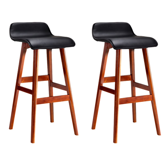 Artiss 2x Bar Stools Wooden Stool Black-0