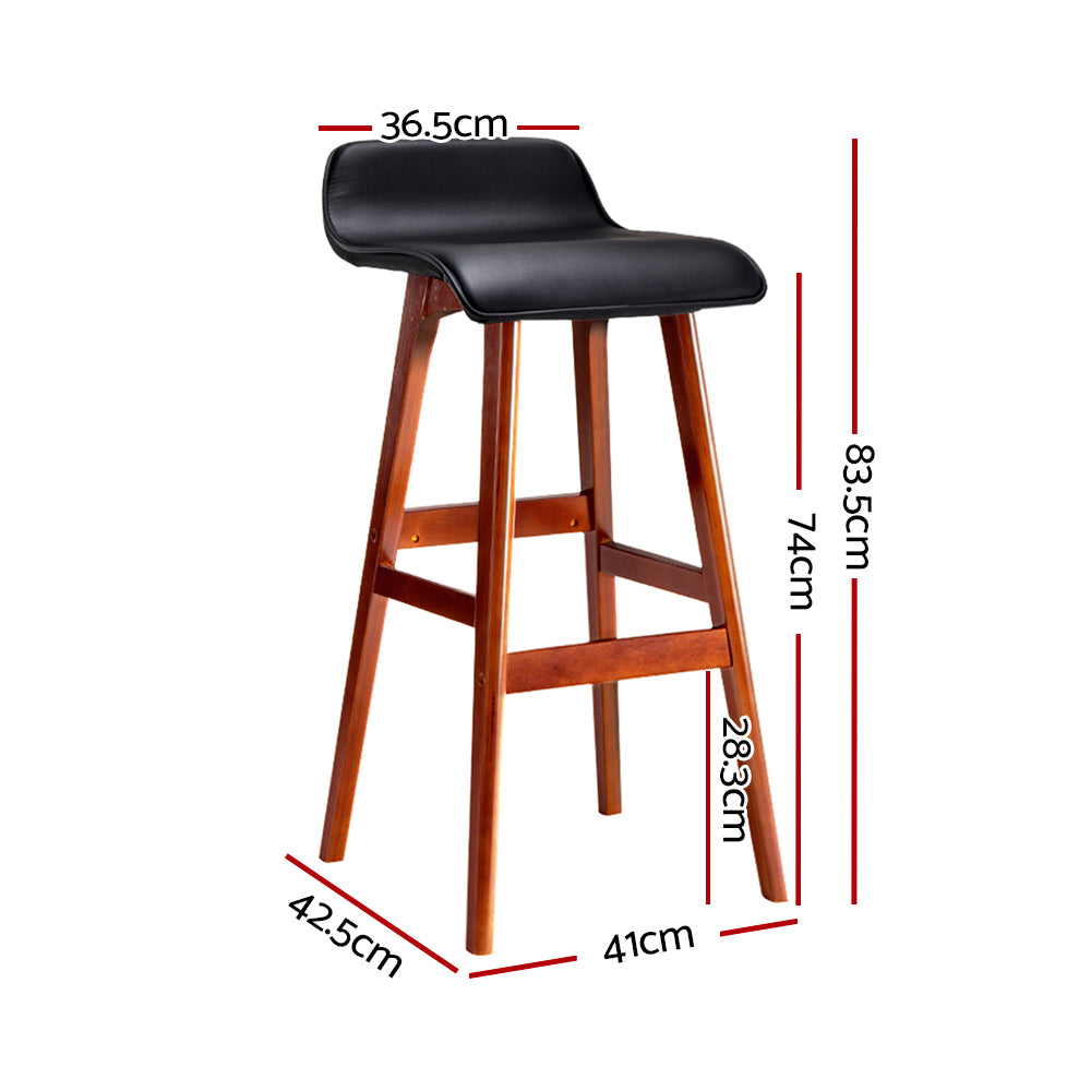 Artiss 4x Bar Stools Wooden Stool Black-1