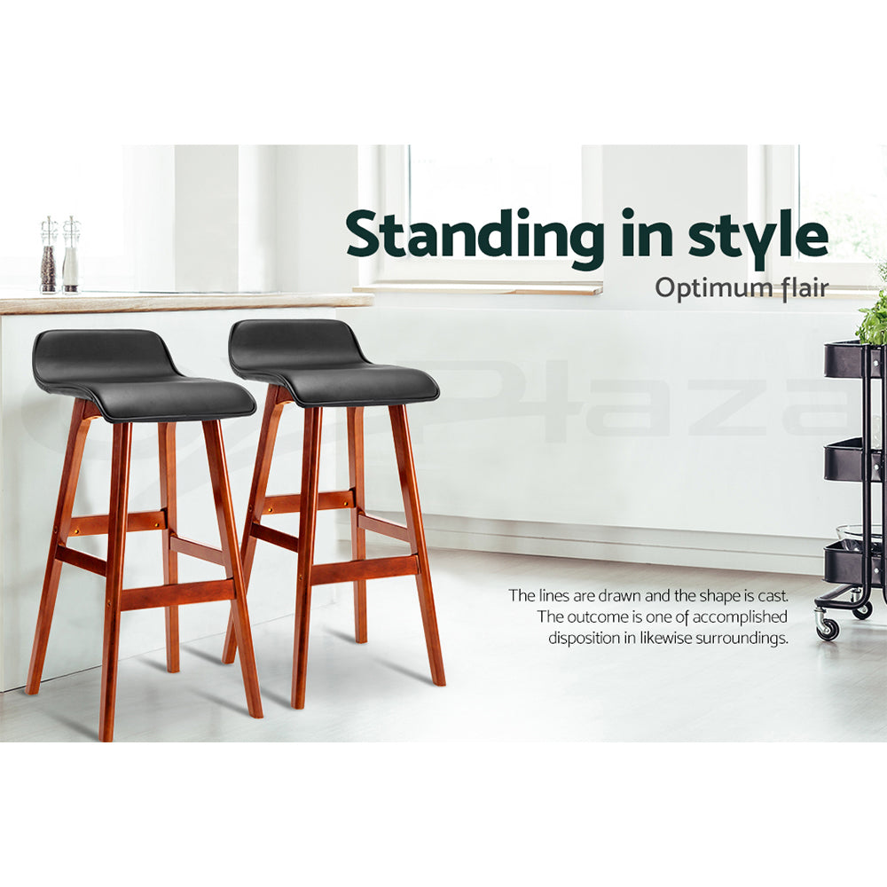 Artiss 4x Bar Stools Wooden Stool Black-4