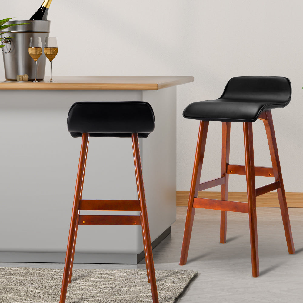 Artiss 4x Bar Stools Wooden Stool Black-6