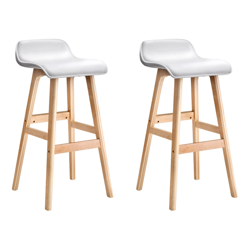 Artiss 2x Bar Stools Wooden Stool White-0