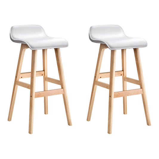 Artiss 2x Bar Stools Wooden Stool White-0