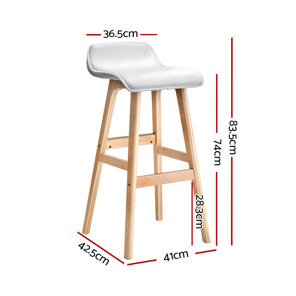 Artiss 2x Bar Stools Wooden Stool White-1